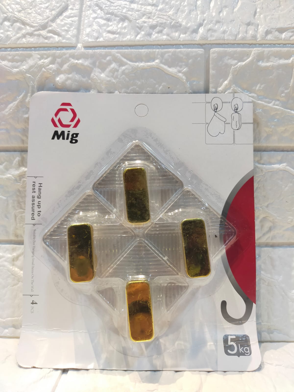Shiny Holders – Diamond & Round Adhesive Wall Hooks (Pack of 4)